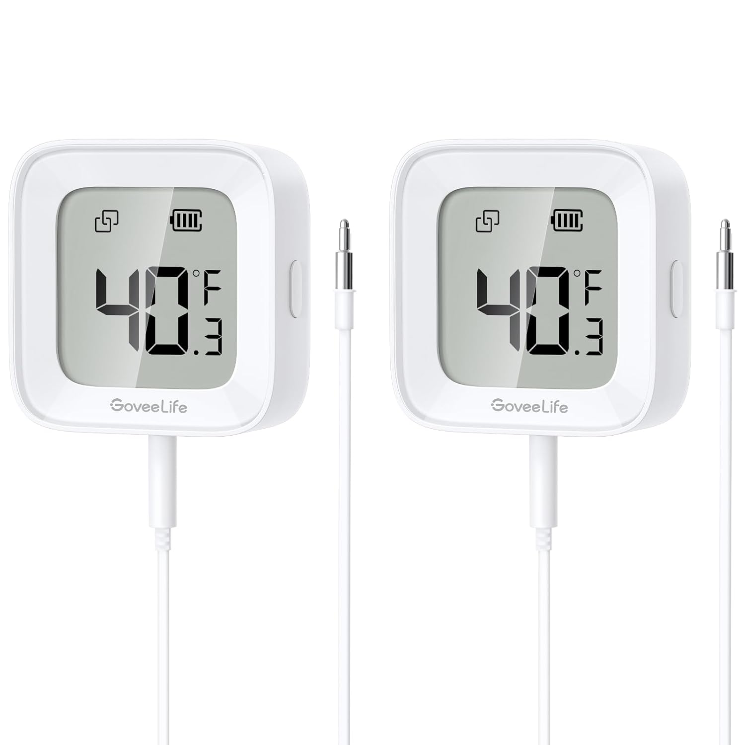 GoveeLife Freezer Thermometer Alarm 2 Pack, Smart Bluetooth Temperature Monitor Sensor for Refrigerator Hot Hub, 197 Ft Connecting Range APP Alert with Anti-False Freezer (WiFi Gateway Not Included)