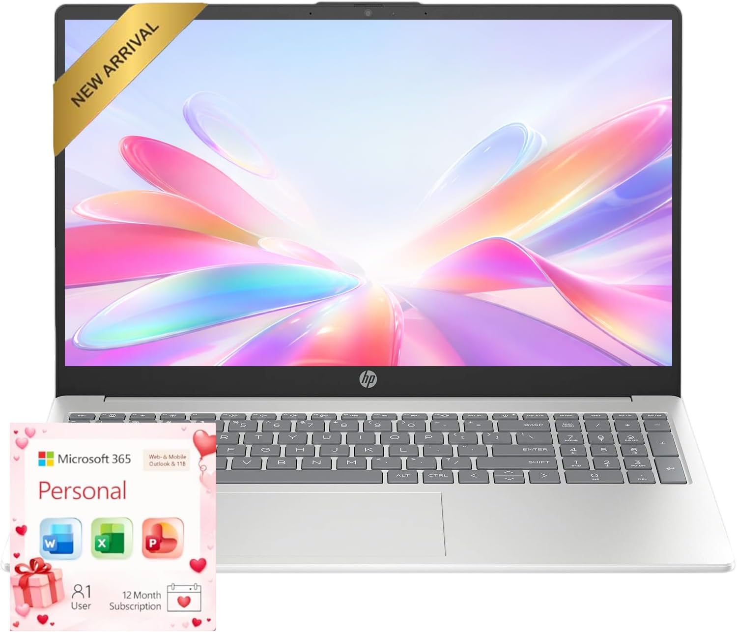 HP 15.6" Business Laptop Computer with Microsoft 365 • 2026 Edition • Copilot AI • Intel 4-Core N100 CPU • 1.1TB Storage (1TB OneDrive + 128GB SSD) • Windows 11 • w/o Mouse