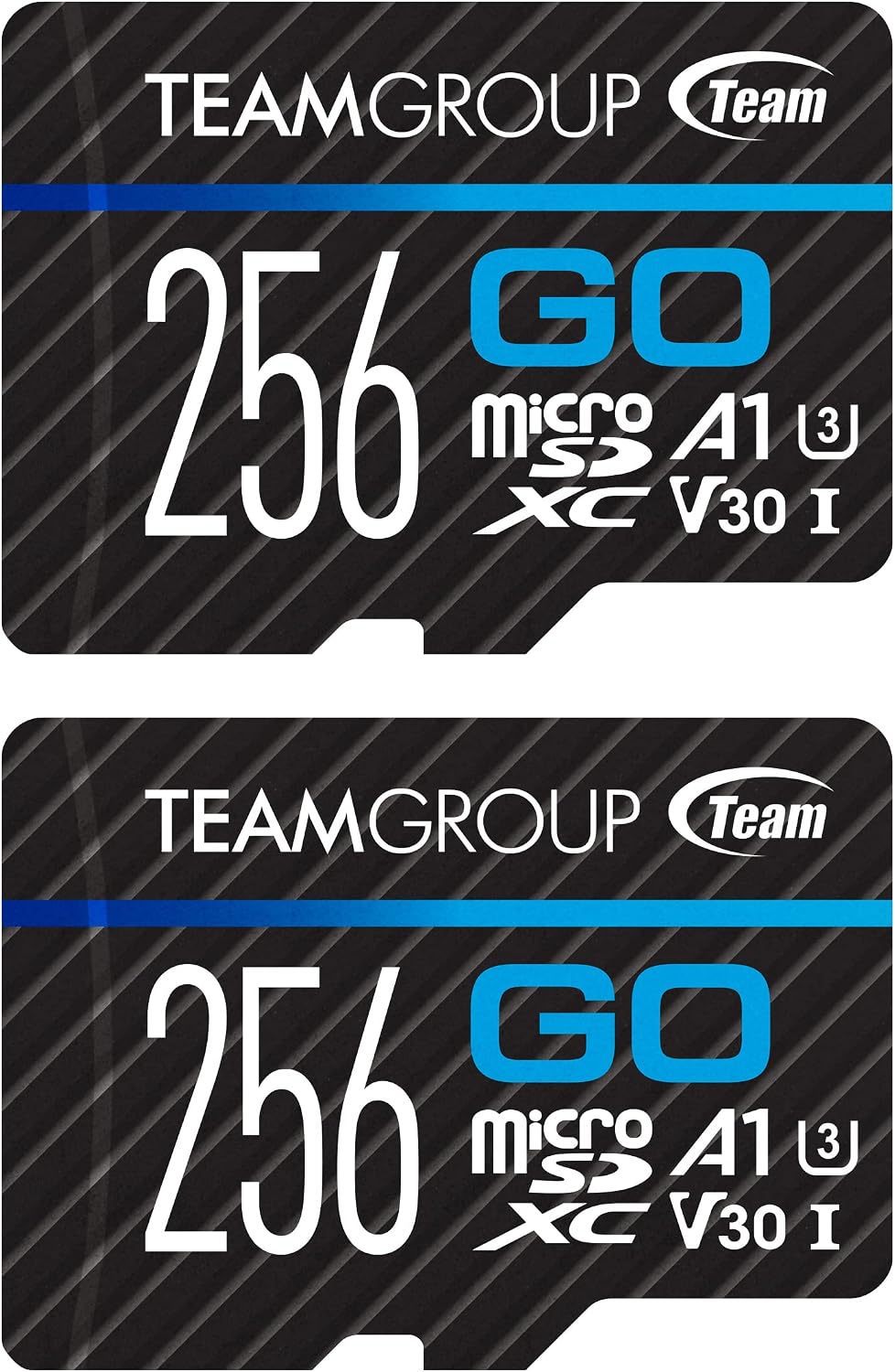 TEAMGROUP GO Card 256GB x 2 Pack MicroSDXC UHS-I U3 V30 4K for Action Cameras & Drone High Speed Flash Memory Card with Adapter for Outdoor Sports&Vlog, 4K Shooting,GoPro&Insta360&DJI TGUSDX256GU364